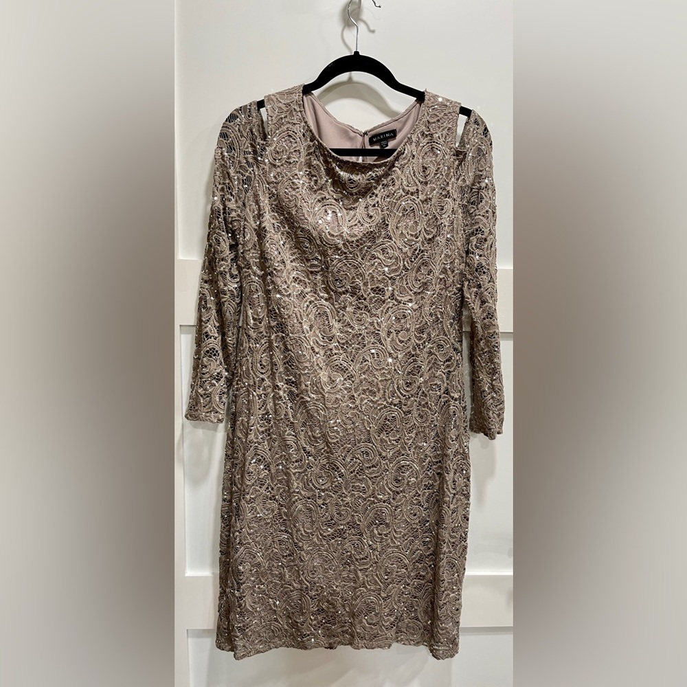 Dress - Sequined & lace overlay